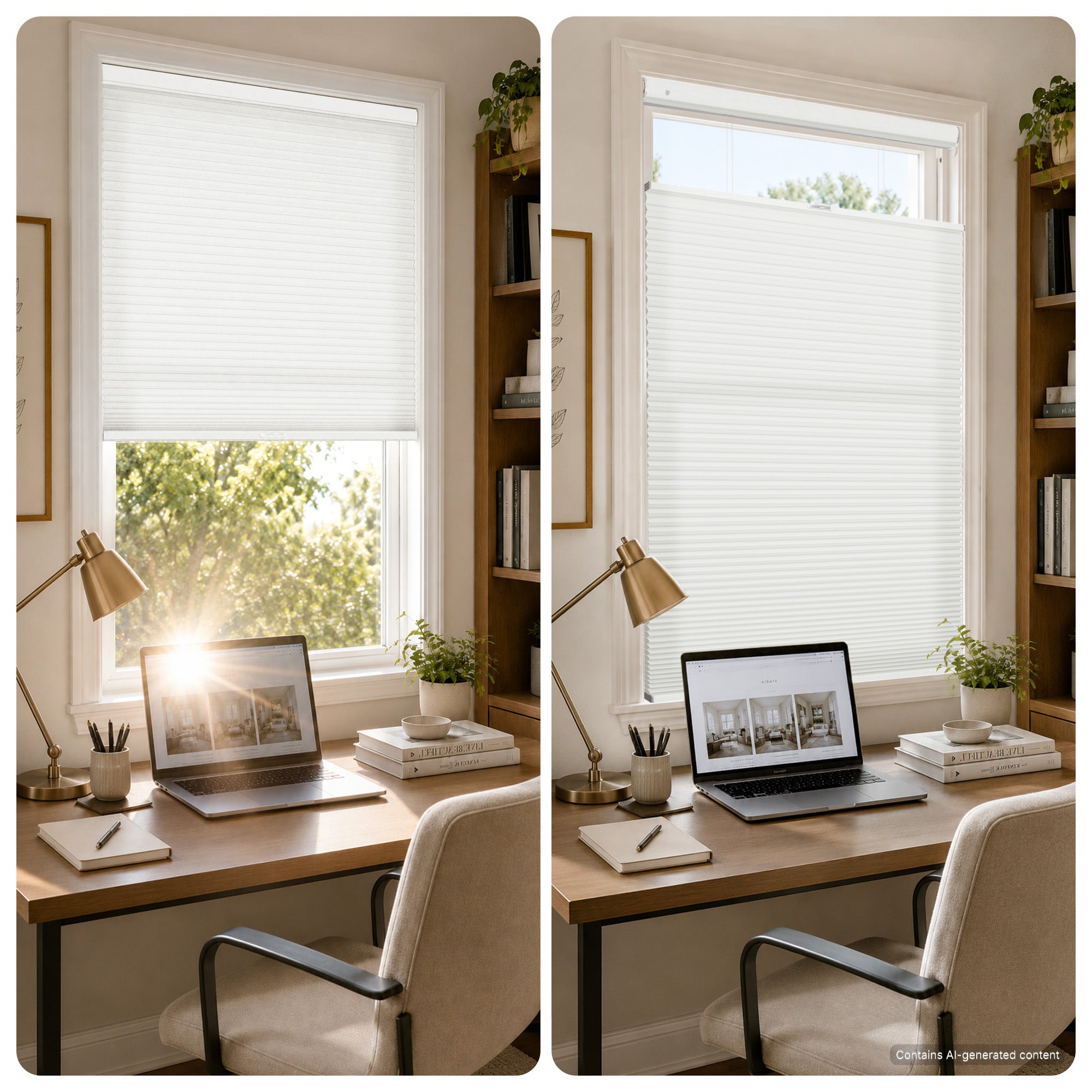 no drill cordless top down bottom up large cell cellular shades for home office | hestia blinds