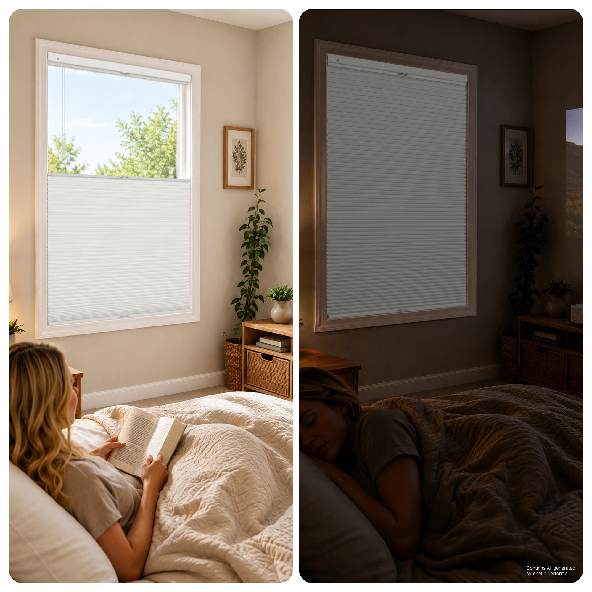 no drill cordless top down bottom up large cell cellular shades for bedroom | hestia blinds