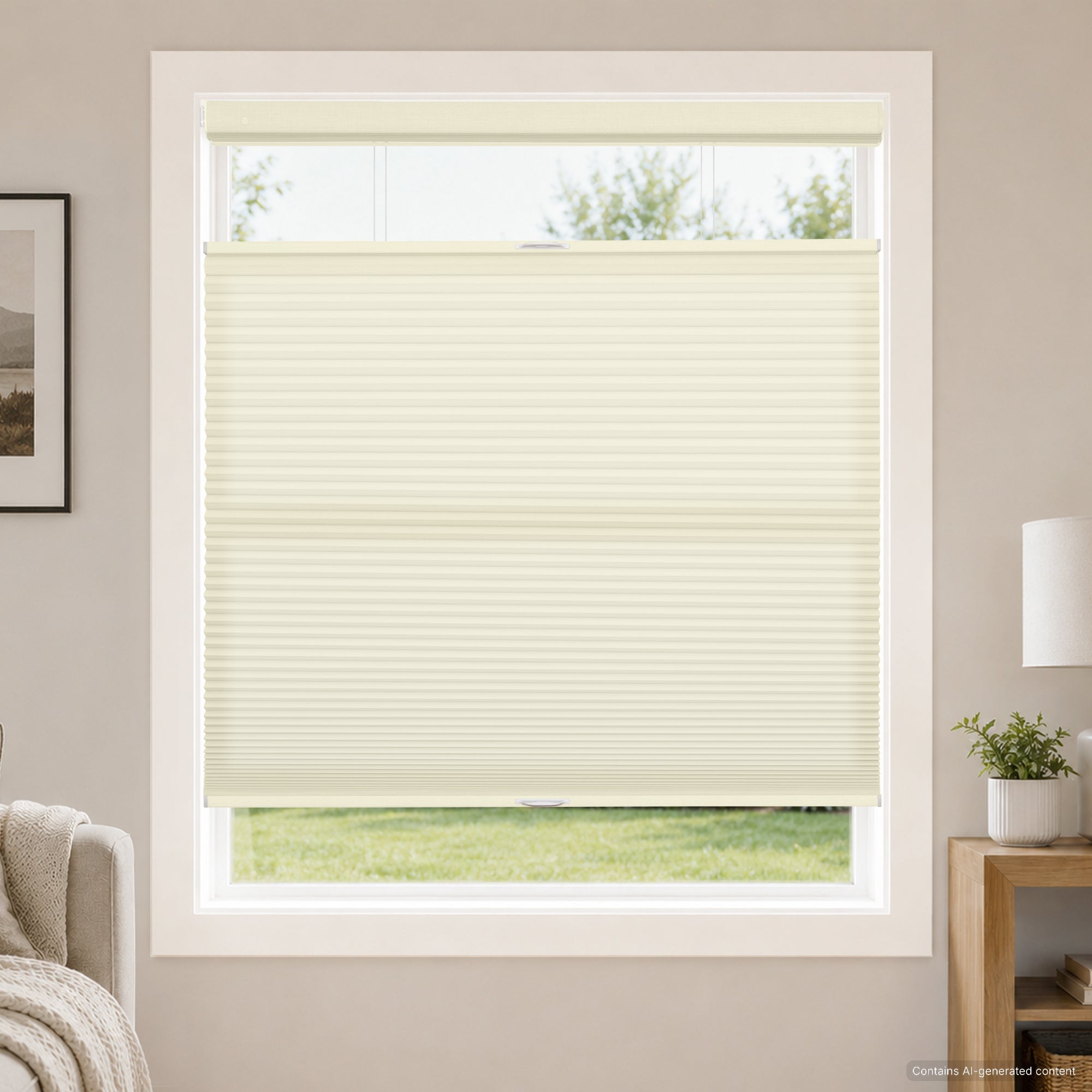 no drill large cell cordless top down bottom up cellular shades for home office-light filtering-color-beige