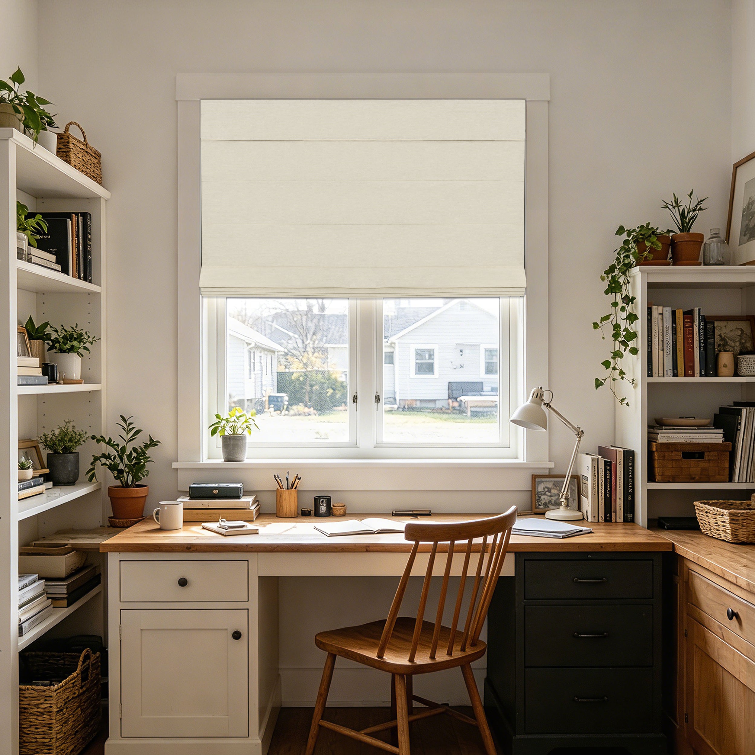 No Drill Modern Blackout Insulated Roman Shades I Minimalist
