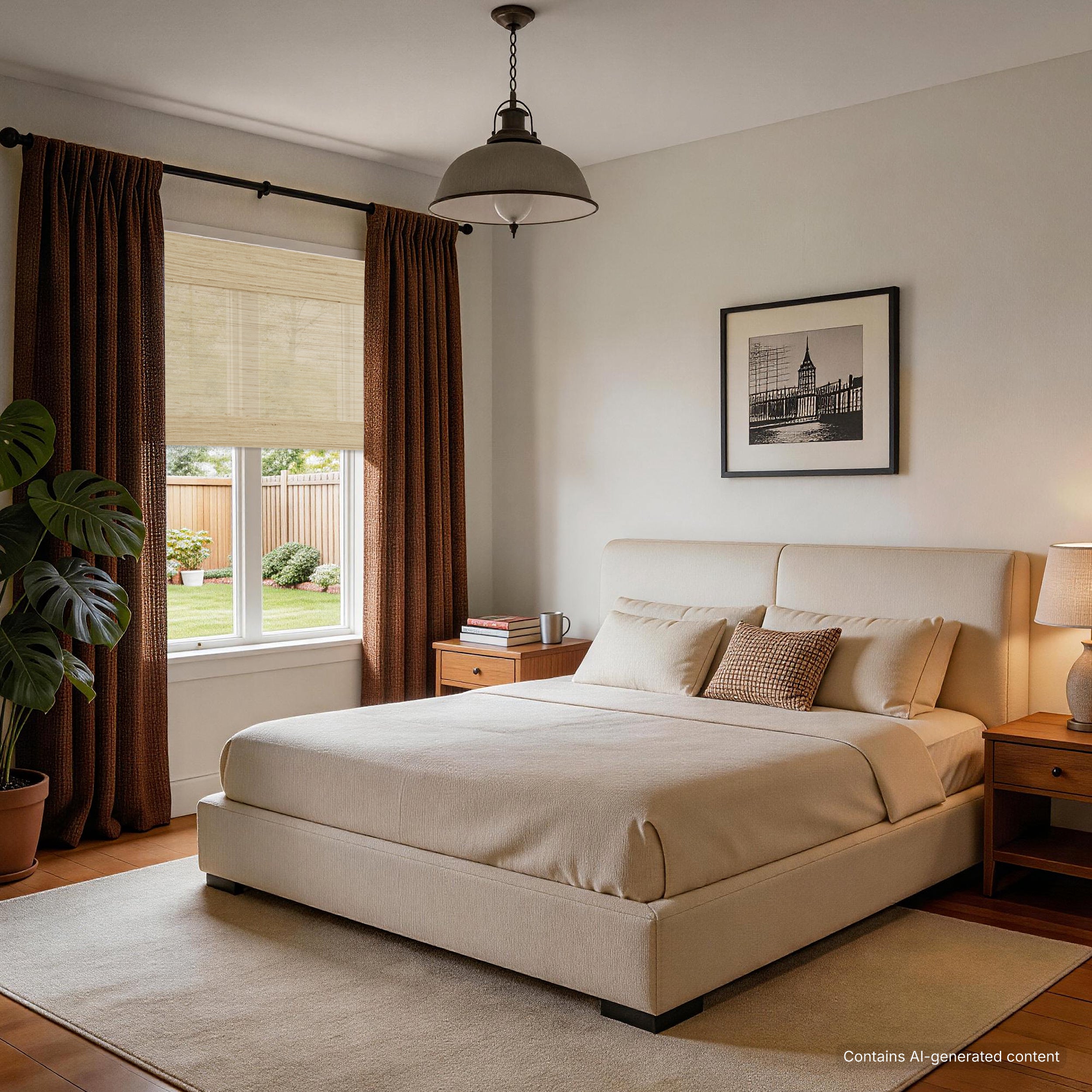 natural 100% ramie woven shades in a vintage bedroom with layered wine-toned drapery, creating an elegant and classic atmosphere with rich visual depth | Hestia Blinds