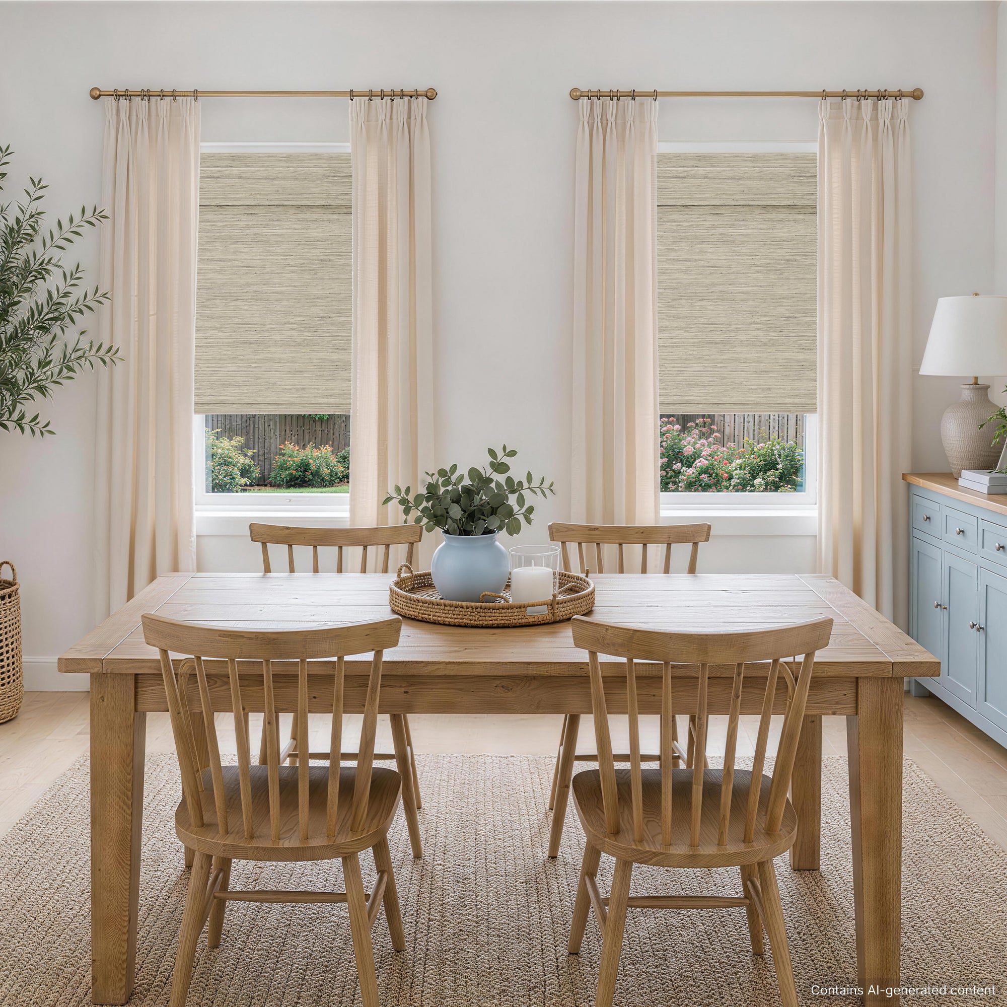 Natural Bamboo Ramie Woven Shades - Beige Linen