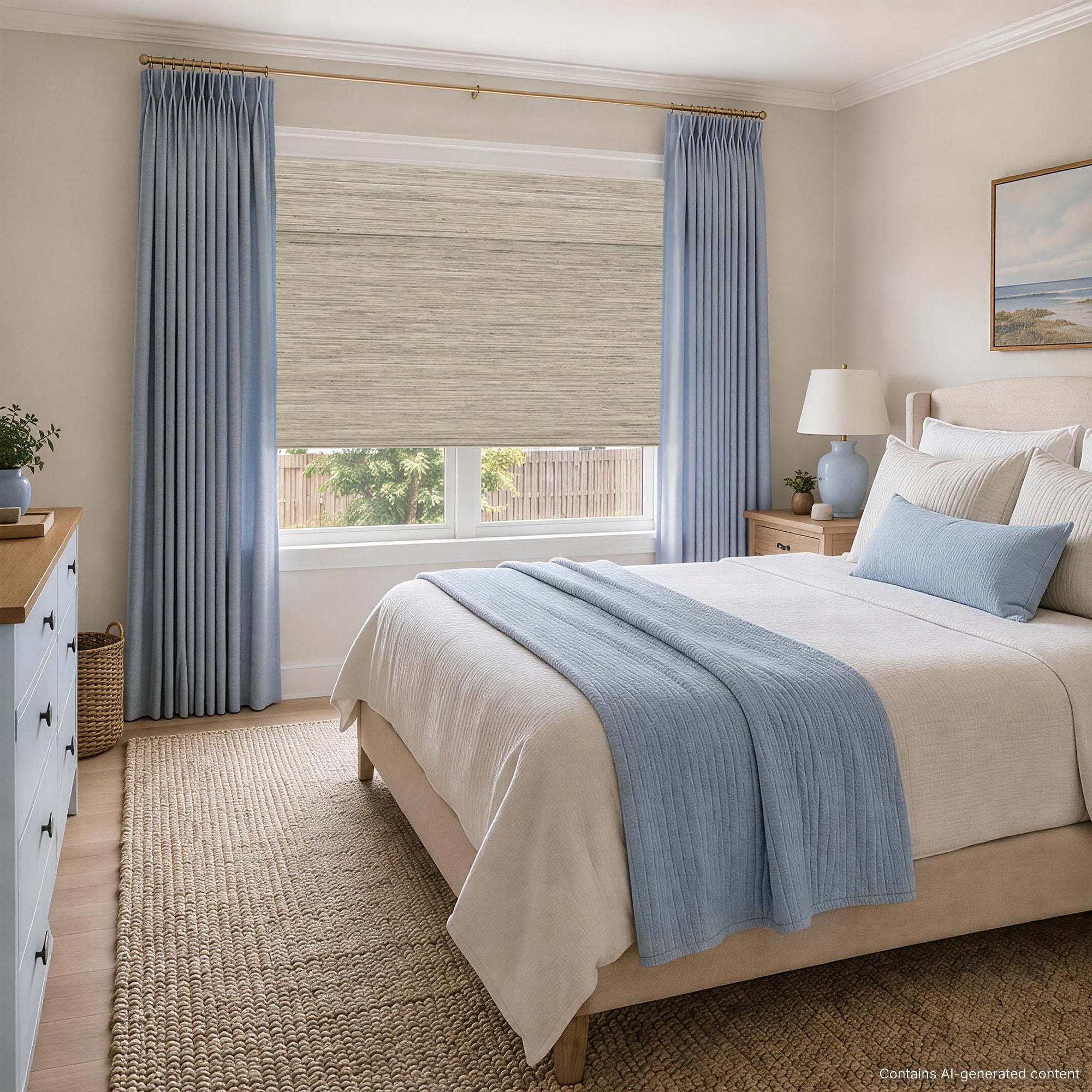 Natural Bamboo Ramie Woven Shades - Beige Linen