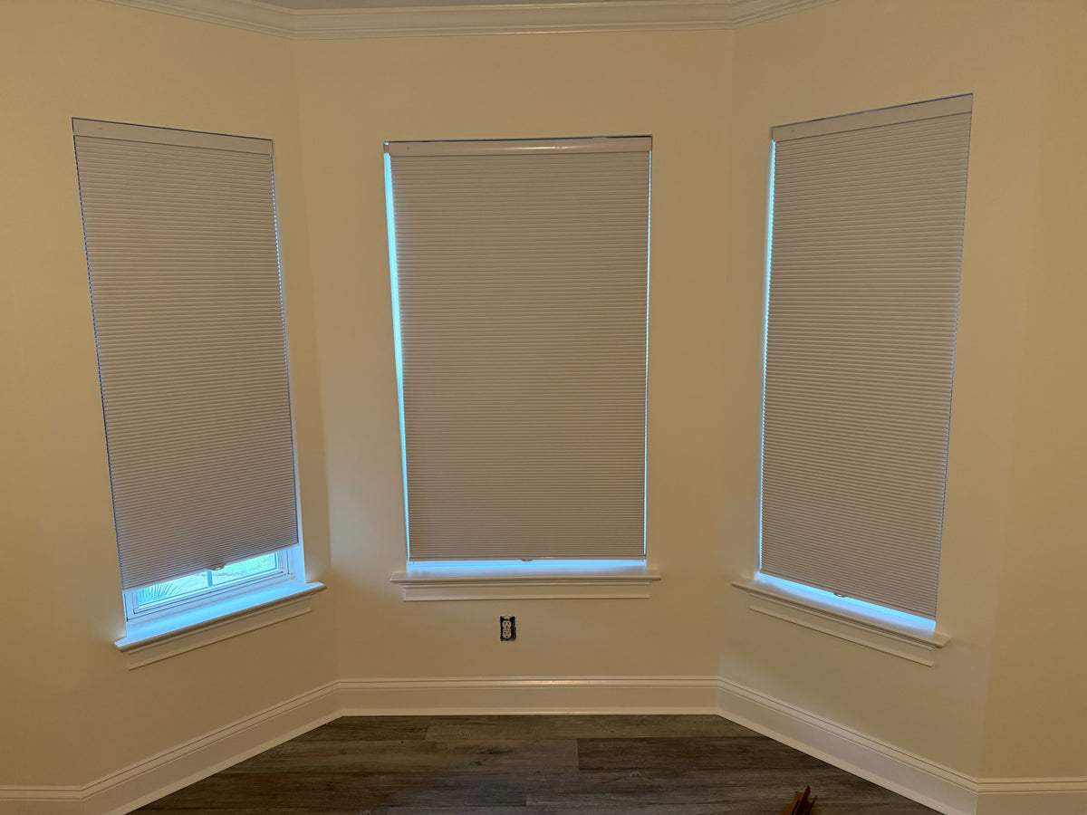 no drill cellular shades on bay windows | hestia blinds