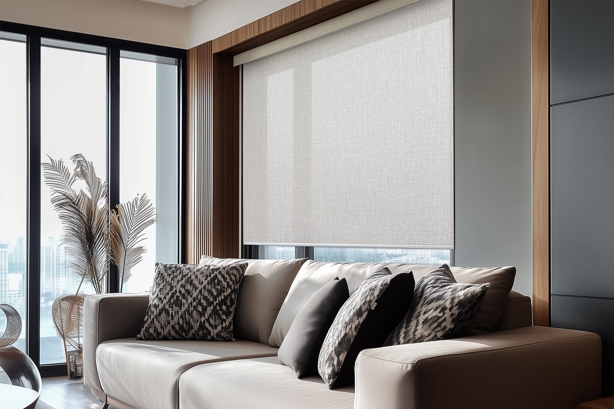 roller shades in a living room