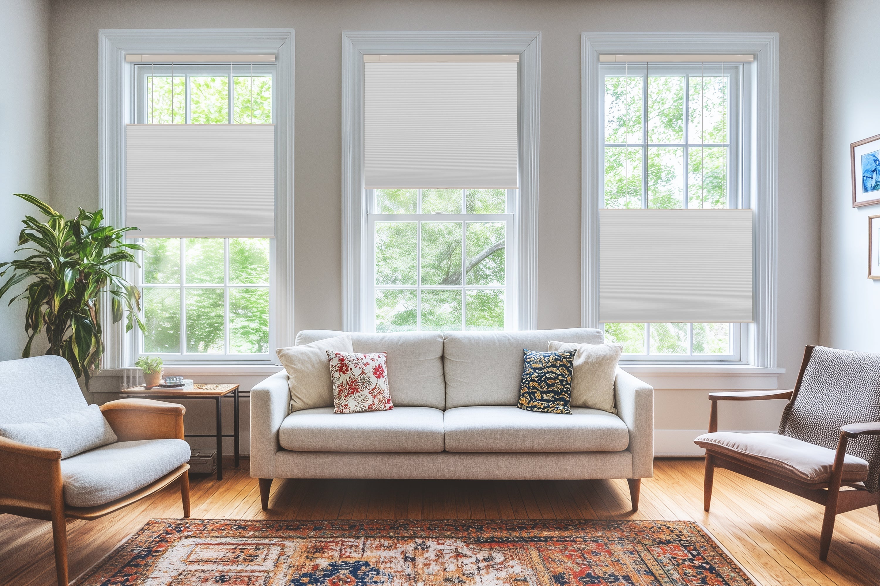 top down bottom up honeycomb shades for living room