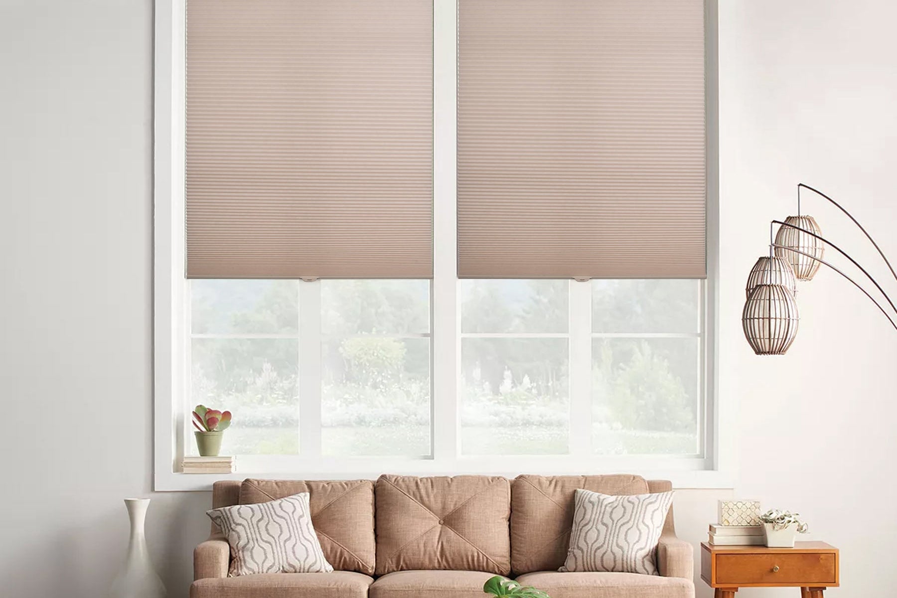 cellular shades in a living room