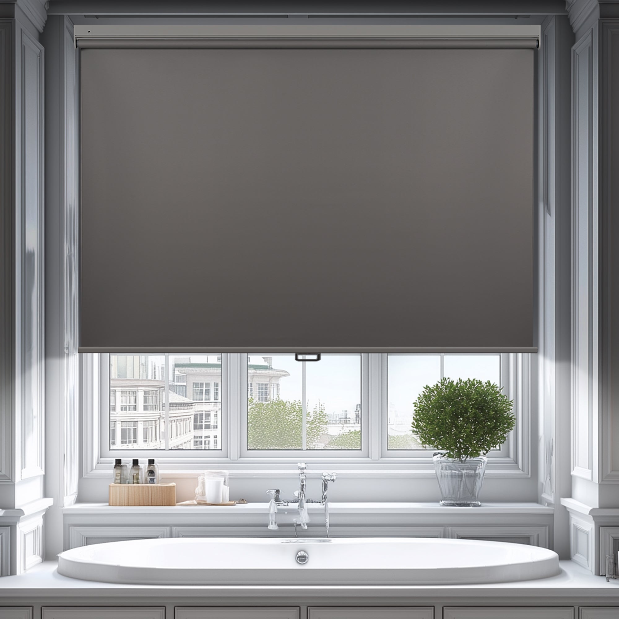 no drill blackout waterproof roller shades for bathrooms
