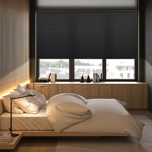 cordless blackout cellular shades in a bedroom