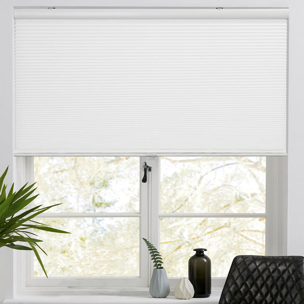 cordless light filtering cellular shades in an office