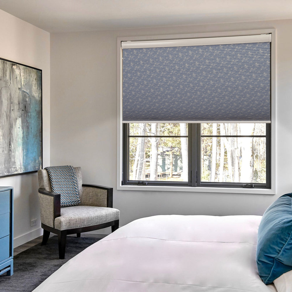 motorized blackout cellular shades - light blue