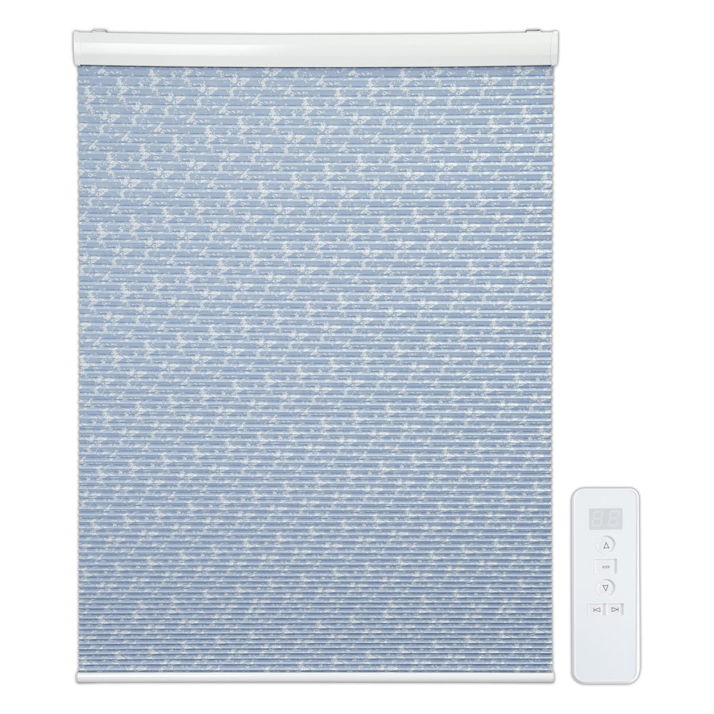 motorized light filtering cellular shades - ultramarine blue