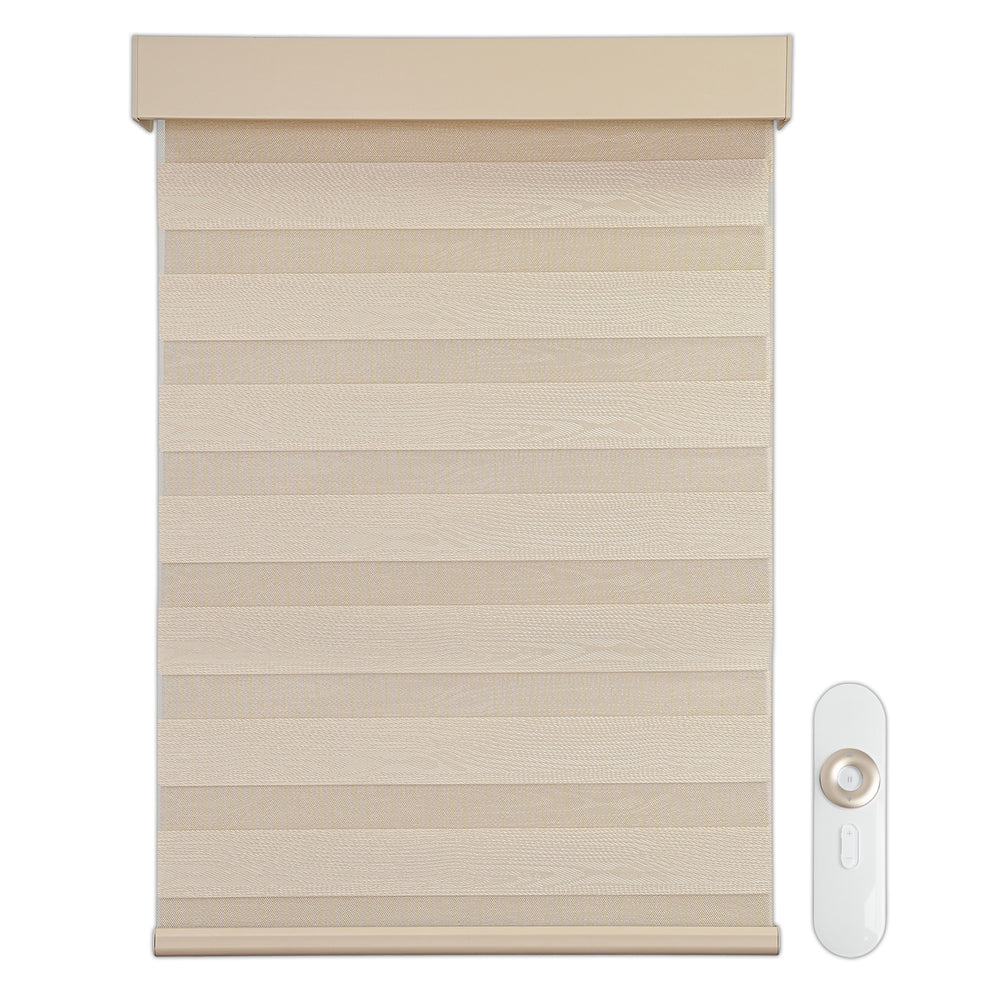 motorized light filtering zebra shades - cream