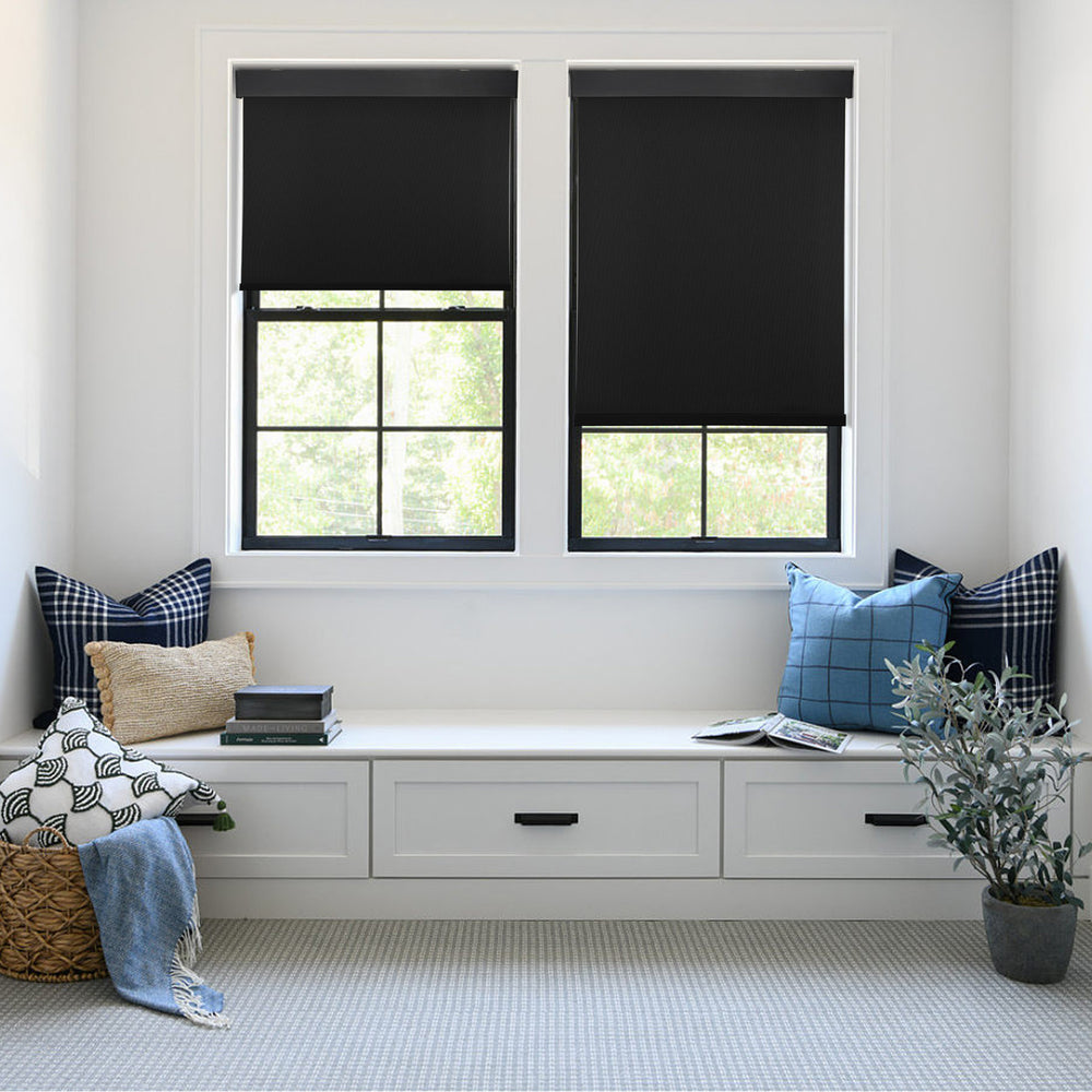 cordless light filtering roller shades - graphite black