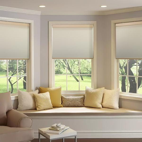 motorized openness roller shades in a living room