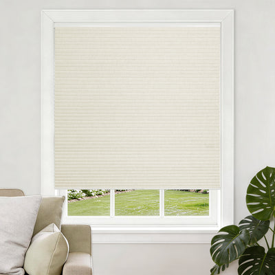 no drill natural linen thermal insulated cellular shades-blackout-color-cream