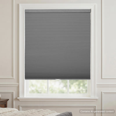 no drill fabric wrapped cellular shades-blackout-color-charcoal gray