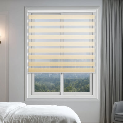 light filtering dopamine versatile scene zebra shades in a bedroom