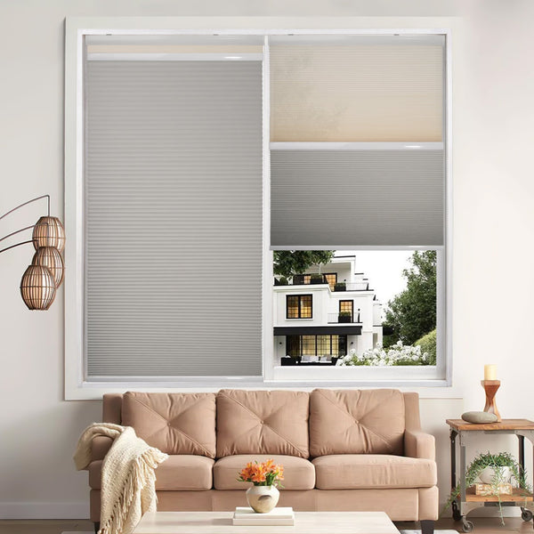 motorized openness day and night cellular shades in a living room