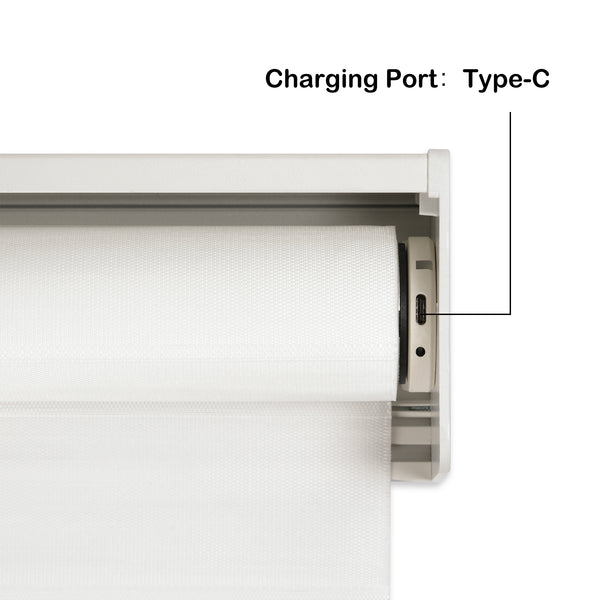 motorized light filtering 2-inch Shangri-La shades sheer shades charging port