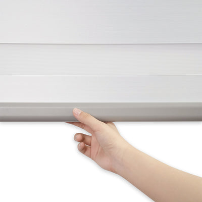 room darkening privacy protection zebra shades with handle details