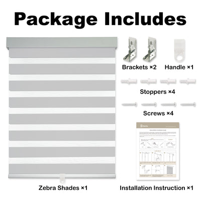 room darkening privacy protection zebra shades packaging