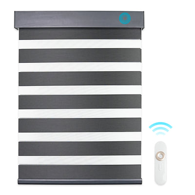 motorized room darkening privacy protection zebra shades - graphite black
