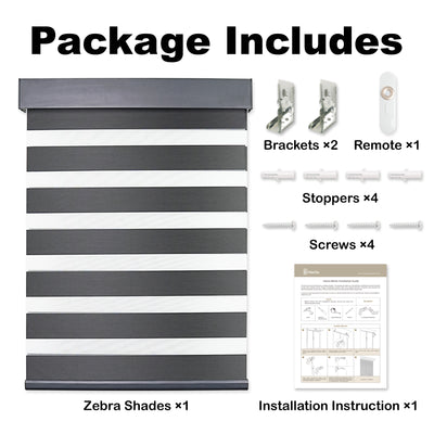 motorized room darkening privacy protection zebra shades packaging