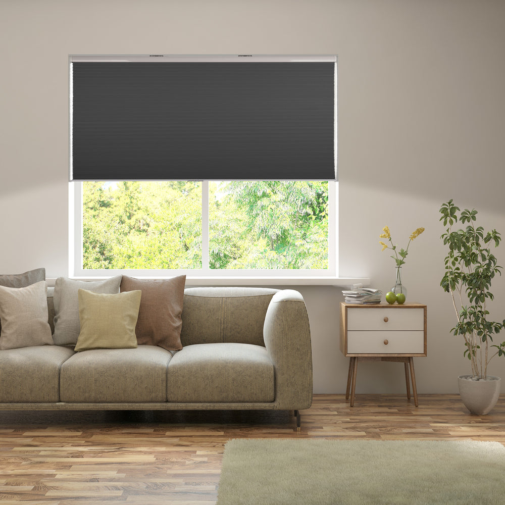 cordless energy-efficient blackout cellular shades - concrete gray