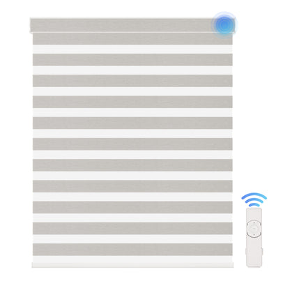 motorized light filtering linen-like bathroom zebra shades