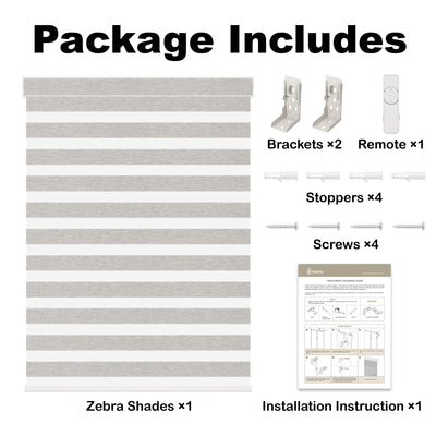 motorized light filtering linen-like bathroom zebra shades packaging