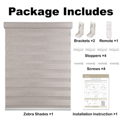 motorized light filtering linen-like bathroom zebra shades packaging