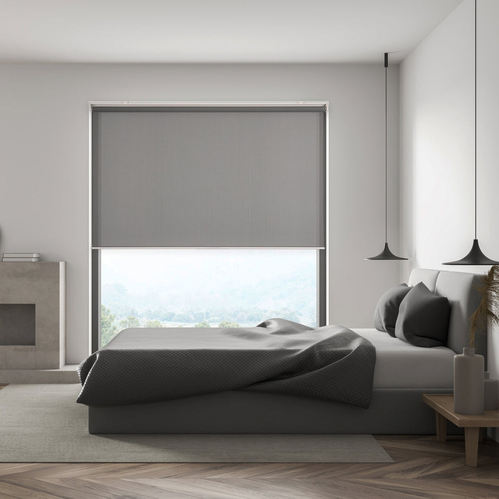 motorized lightweight light filtering roller shades with the remote and charging wire