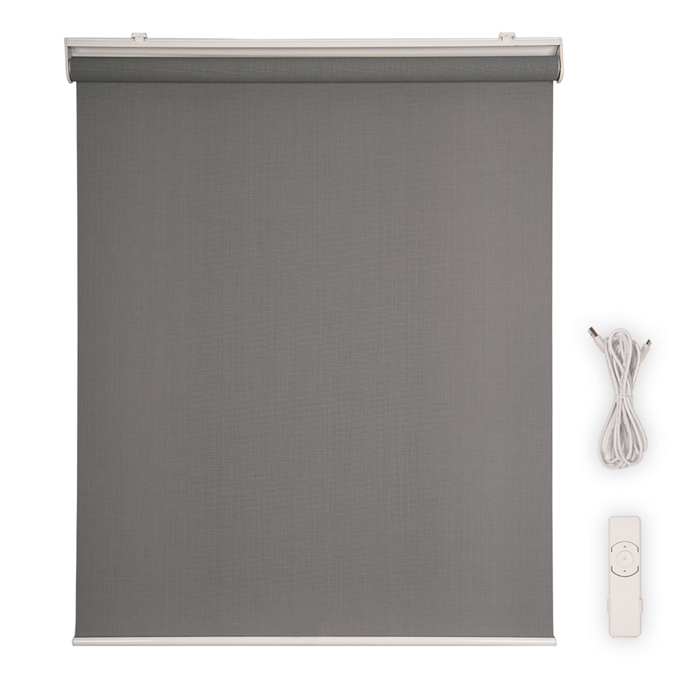 motorized lightweight light filtering roller shades with the remote and charging wire