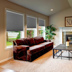 1" cordless no-drill blackout cellular shades in the living room