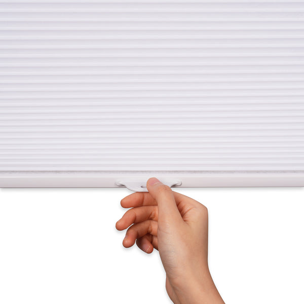 cordless light filtering cellular shades for indoor windows with handle details