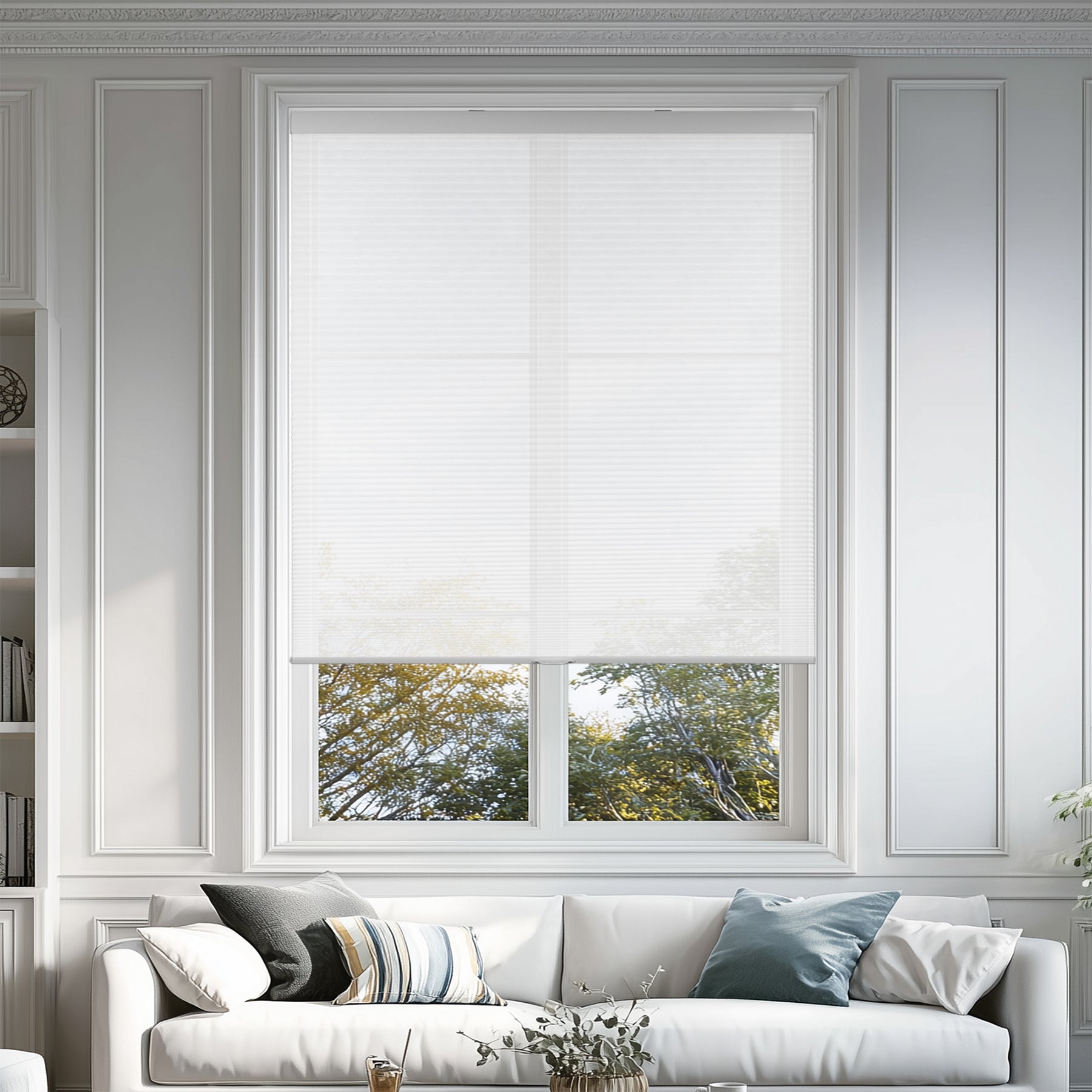 light filtering thermal insulated cellular shades in a living room