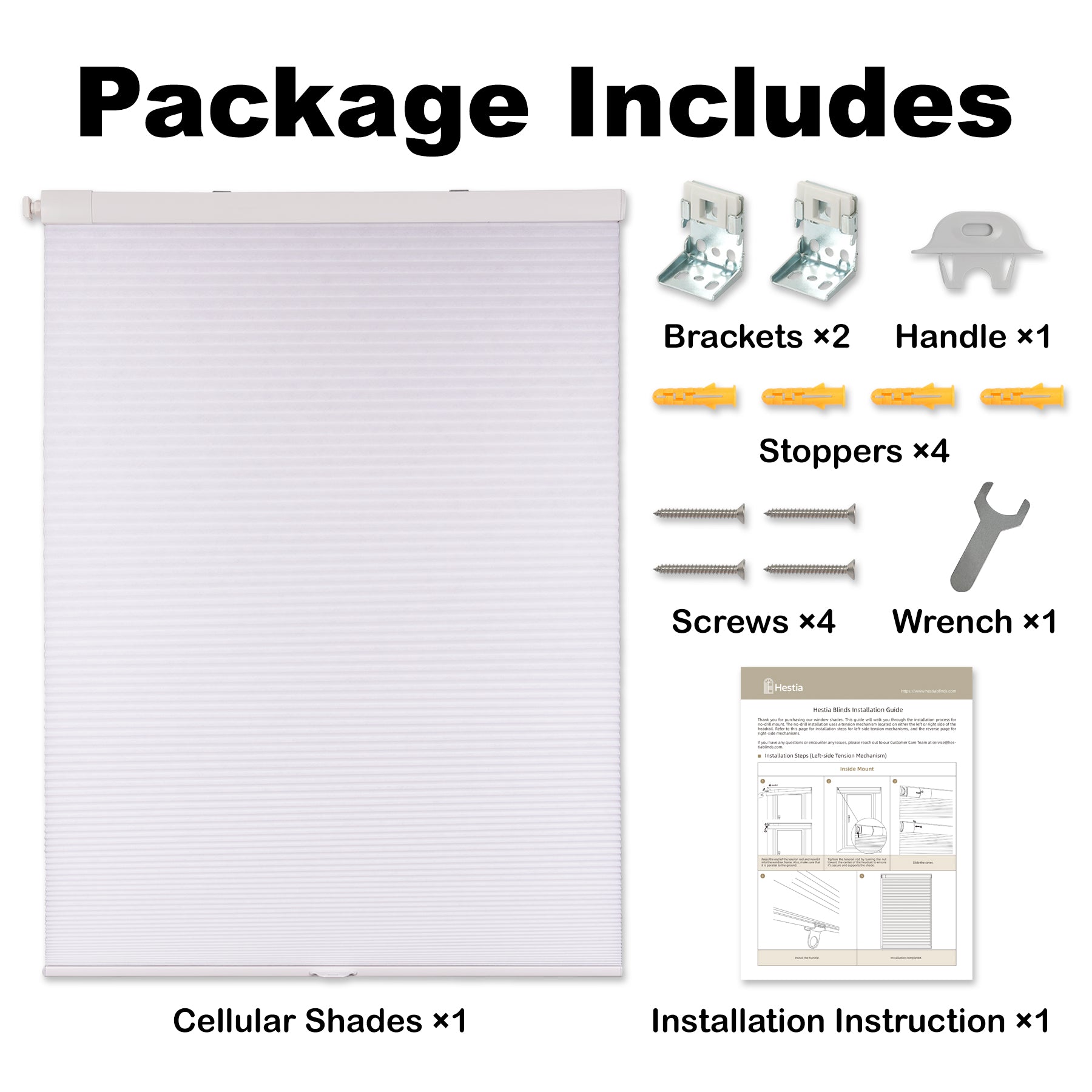 cordless no-drill light filtering cellular shades packaging