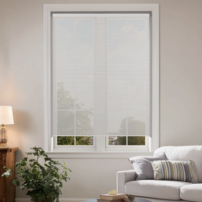 no-drill light filtering thermal insulated cellular shades in a living room