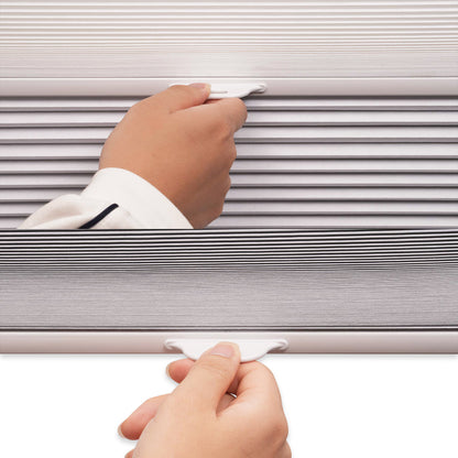 no-drill day and night energy saving cellular shades with handle details