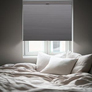 cordless no-drill day and night cellular shades in a bedroom