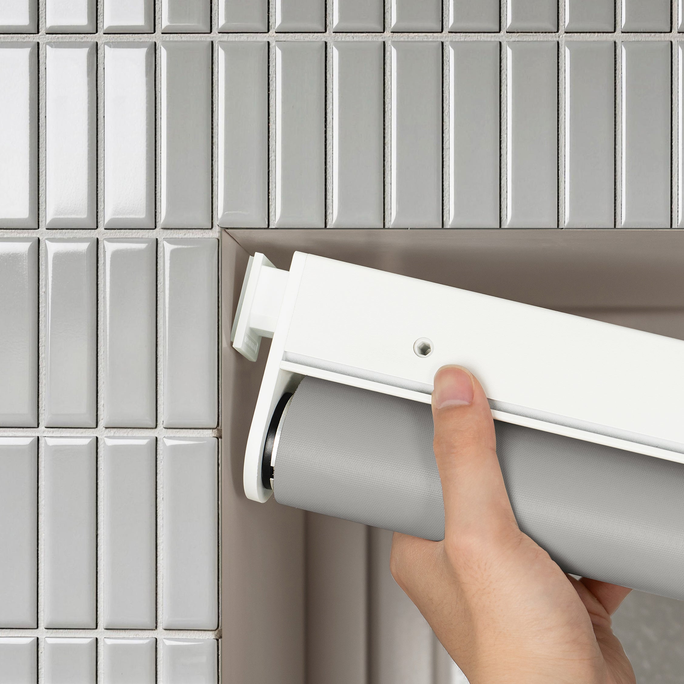 No drill waterproof roller shades | Bathroom tile wall blinds