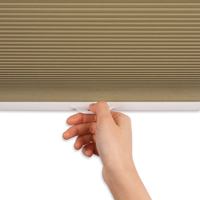 no-drill cordless top down bottom up cellular shades with handle details