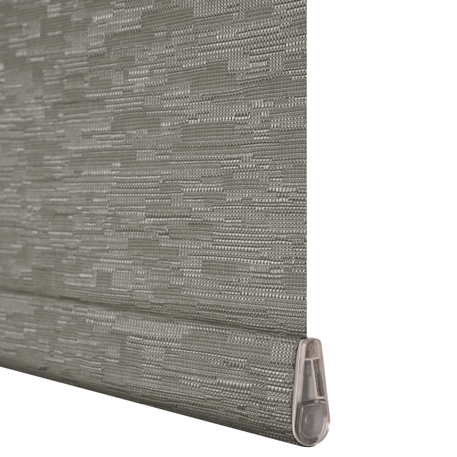 cordless light filtering roller shades with fabric-wrapped cassette — bottom rail