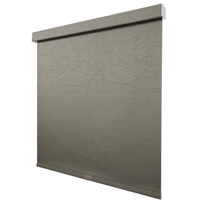 cordless light filtering roller shades with fabric-wrapped cassette — side view