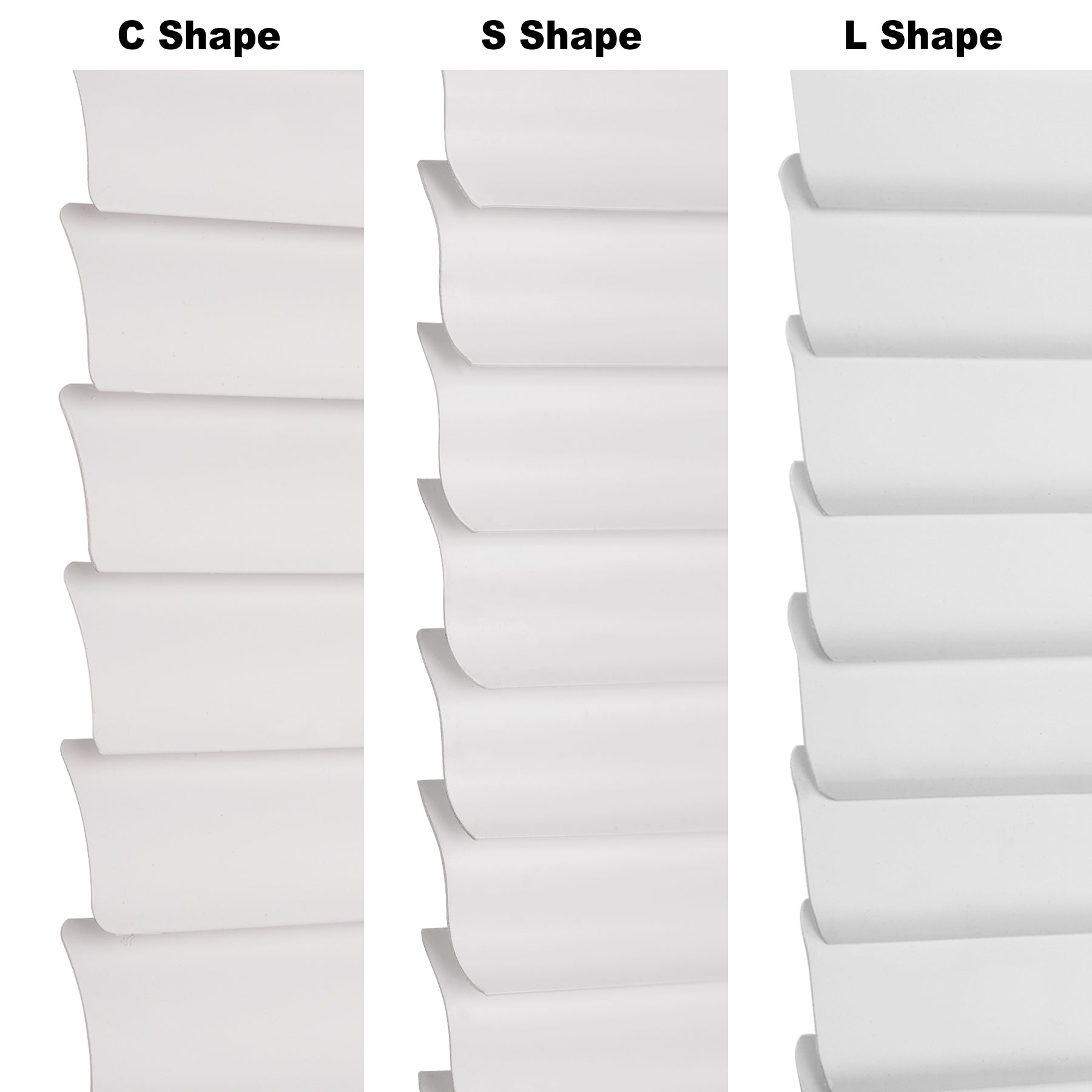 1 inch cordless no drill room darkening pvc blinds in different slat shapes