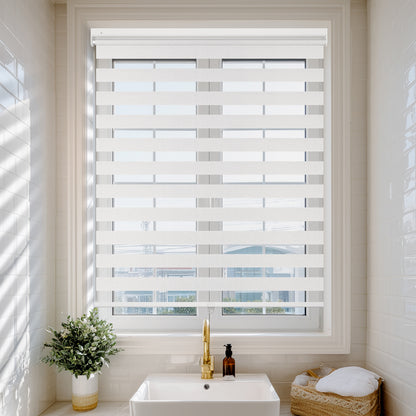 No-Drill Light Filtering Linen-Look Zebra Shades for Bathrooms
