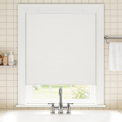 no drill waterproof cordless blackout cellular shades-color-lucent white