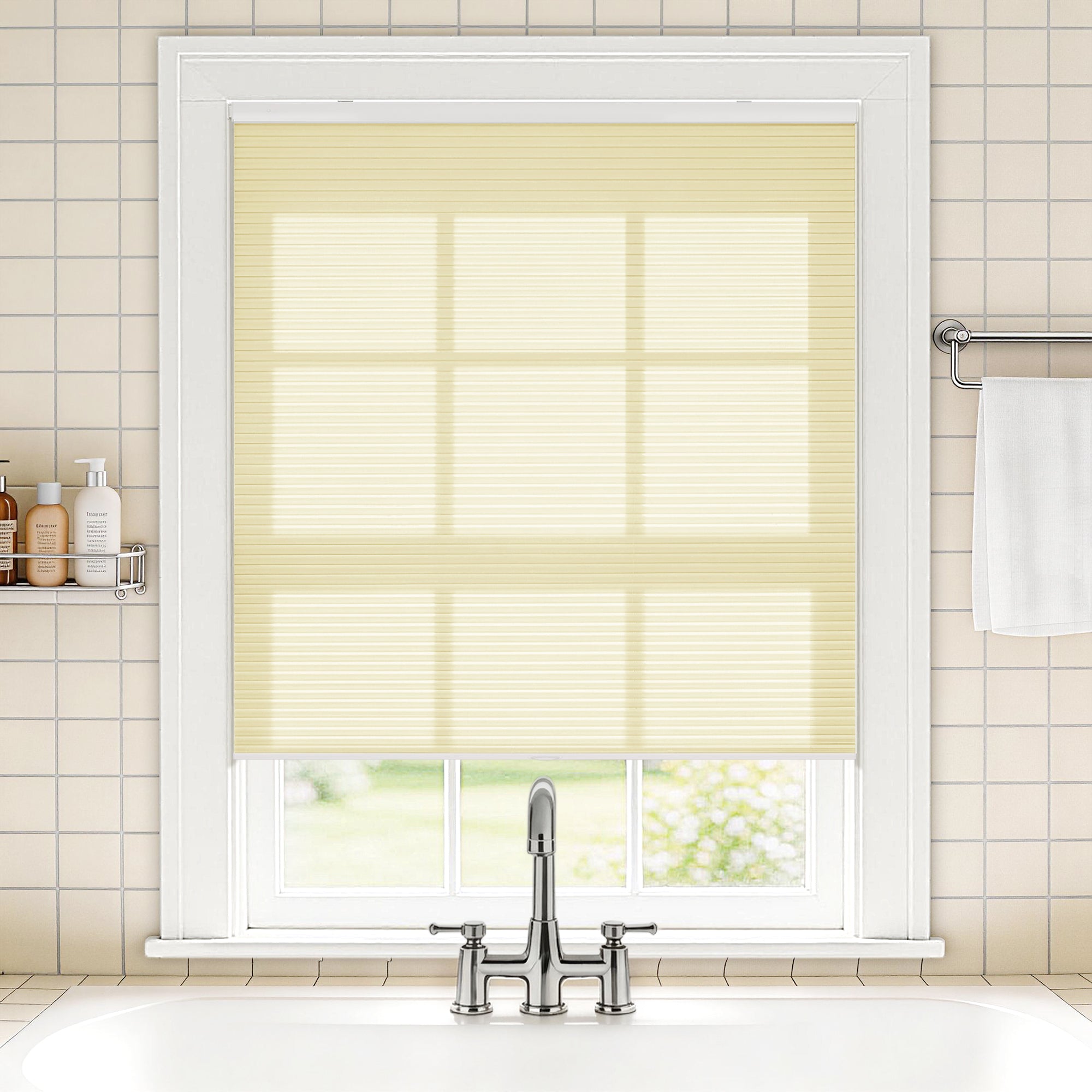 no drill waterproof cordless light filtering cellular shades-color-bone white