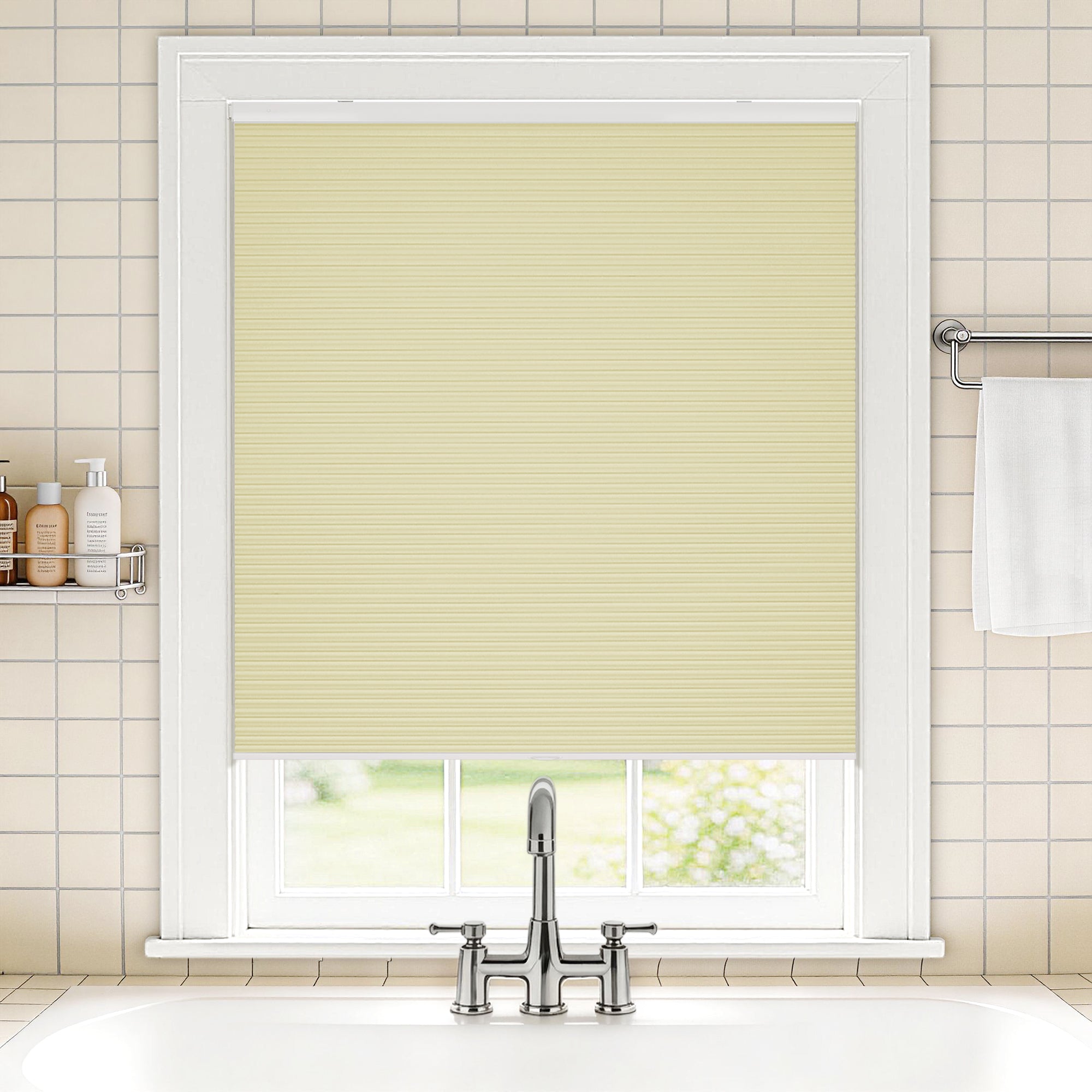 no drill waterproof cordless blackout cellular shades-color-bone white